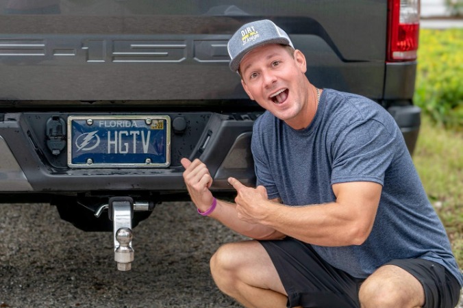 Brian Kleinschmidt's Car Number Plate Printed HGTV LOGO.